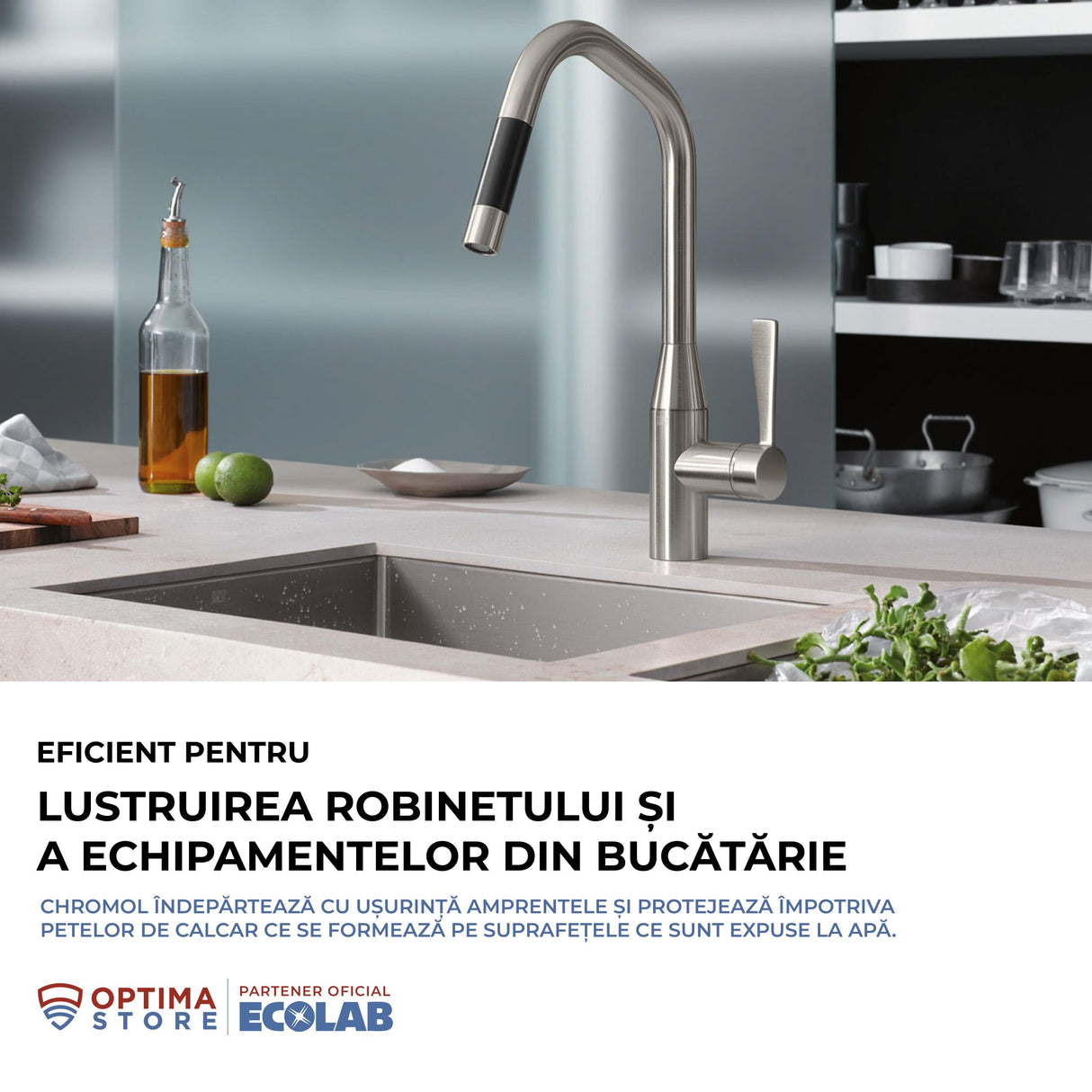 Ecolab Chromol, soluție pentru întreținerea produselor din inox, 500ml