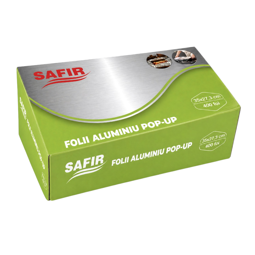 Folii aluminiu pop-up Safir, pre-tăiate pentru ambalare rapidă