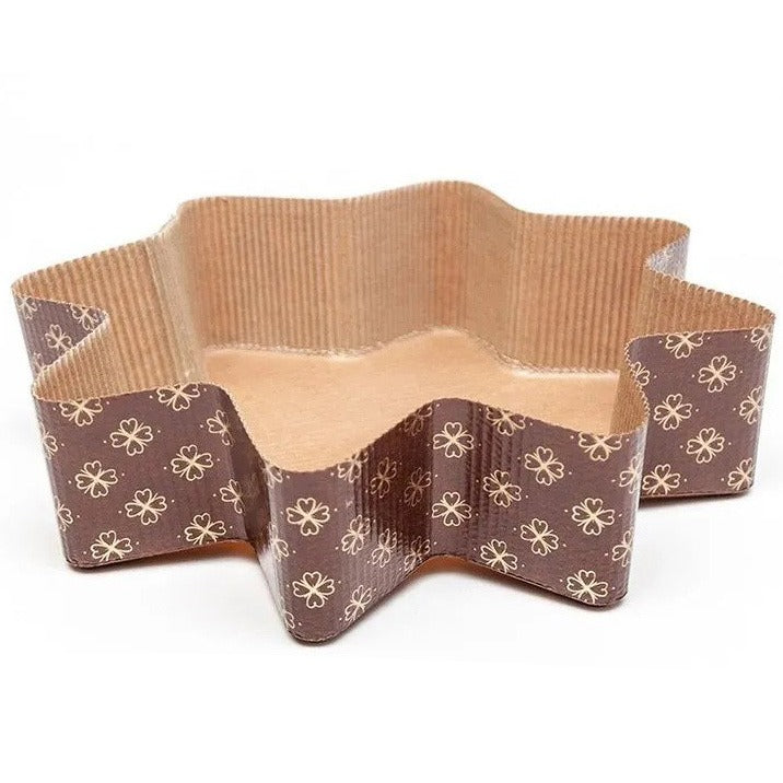 Formă de copt, carton maro, formă stea, rezistentă la grăsimi, desprindere ușoară, termorezistentă, 750g, 23x5cm