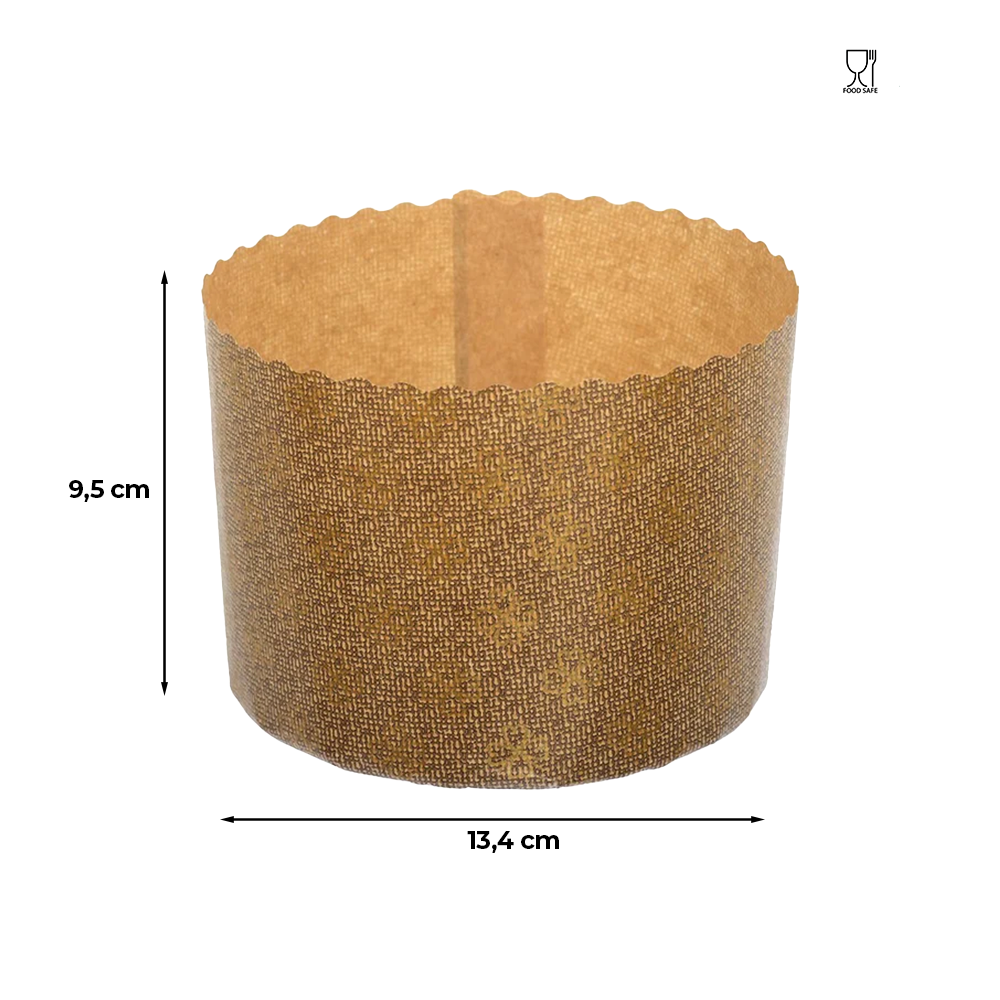 Formă copt Panettone, hârtie maro, rezistentă la grăsimi, desprindere ușoară, termorezistentă, 500g, 13,4x9,5cm