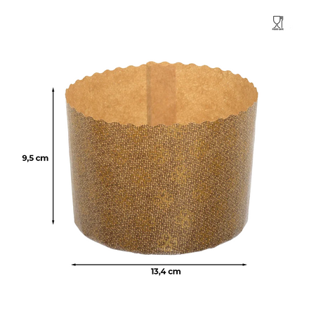 Formă copt Panettone, hârtie maro, rezistentă la grăsimi, desprindere ușoară, termorezistentă, 500g, 13,4x9,5cm