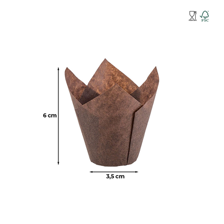 Chesă Tulip copt, hârtie maro, rezistentă la grăsimi, termorezistentă, 50g, 3,5x6cm, 250 buc/set