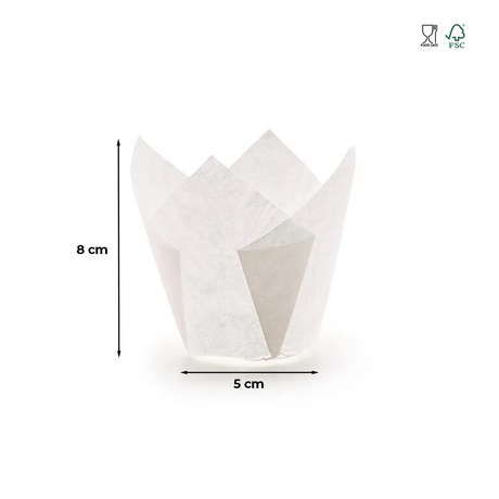 Chesă Tulip copt, hârtie albă, rezistentă la grăsimi, termorezistentă, 50g, 5x8cm, 265 buc/set