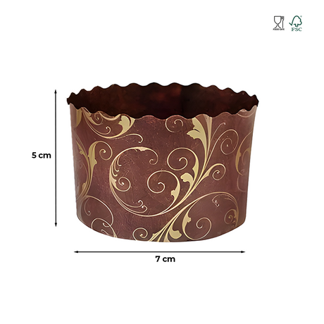 Formă Copt Premium, Mini Panettone, hârtie maro, rezistentă la grăsimi, desprindere ușoară, termorezistentă, 7x5cm, 100buc/set
