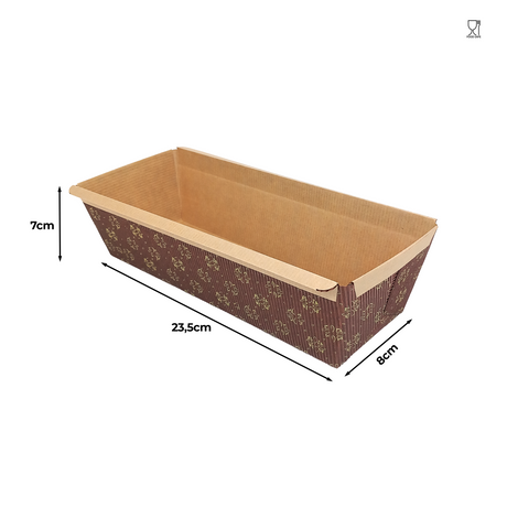 Formă copt cozonac / chec, carton maro, rezistentă la grăsimi, desprindere ușoară, termorezistentă, 750g, 23,5x8x7cm