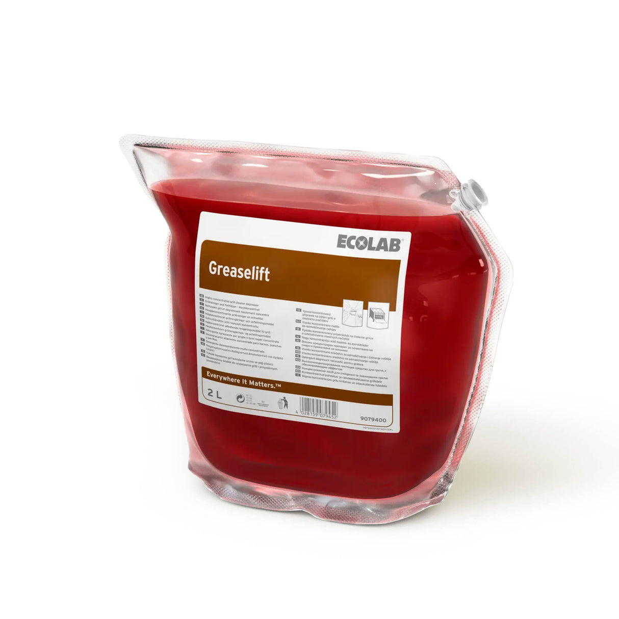 Ecolab Greaselift, degresant profesional necaustic, pentru grăsimea arsă de pe cuptor, grătar, plită, hotă, 2L