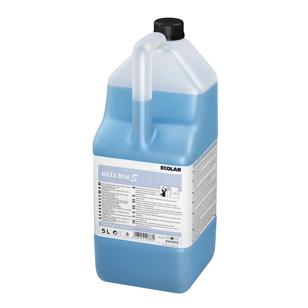 Ecolab Maxx Brial S, detergent superumectant profesional pentru sticlă și suprafețe lavabile, 5L