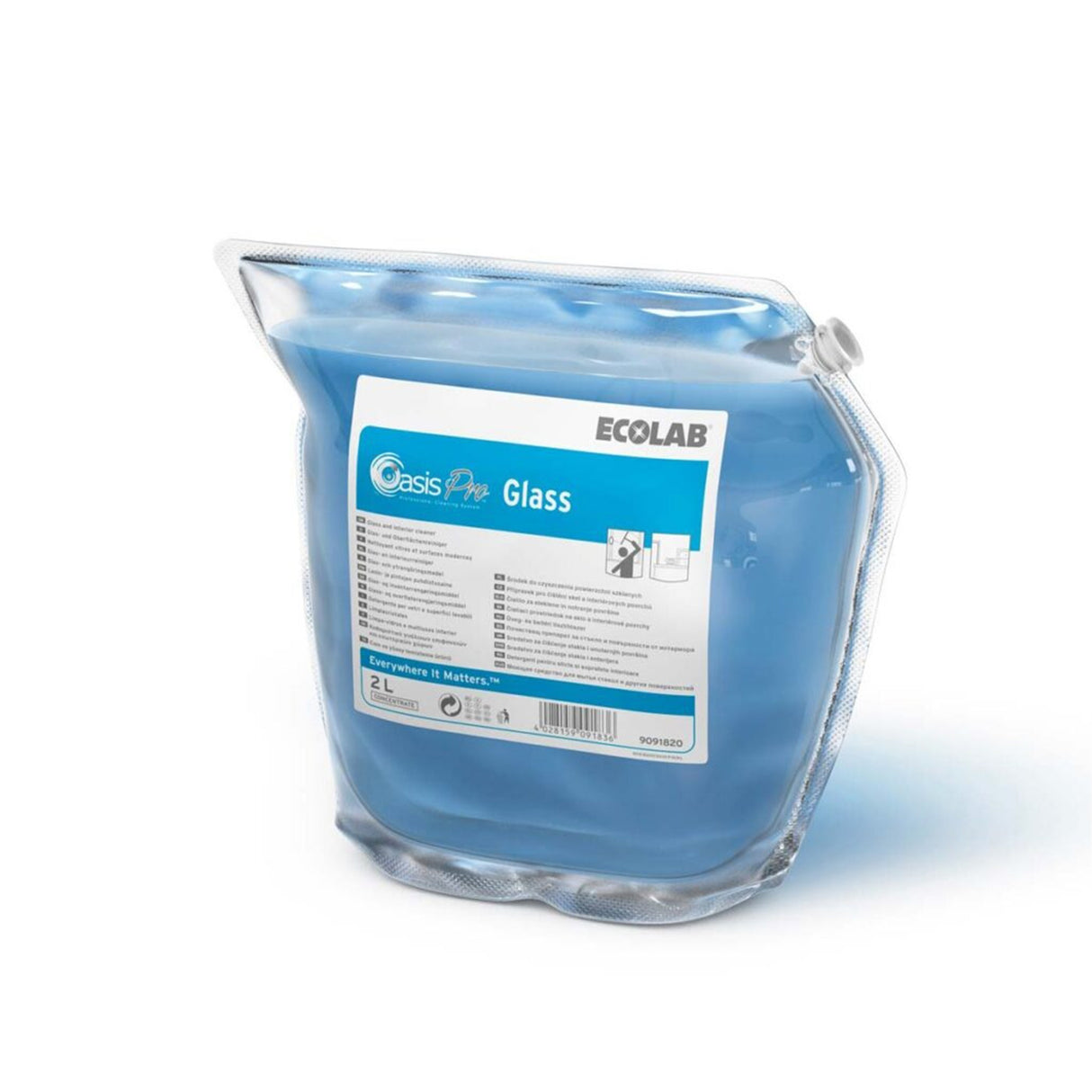 Ecolab Oasis Pro Glass, detergent pentru geamuri și suprafețe vitrate, 2L