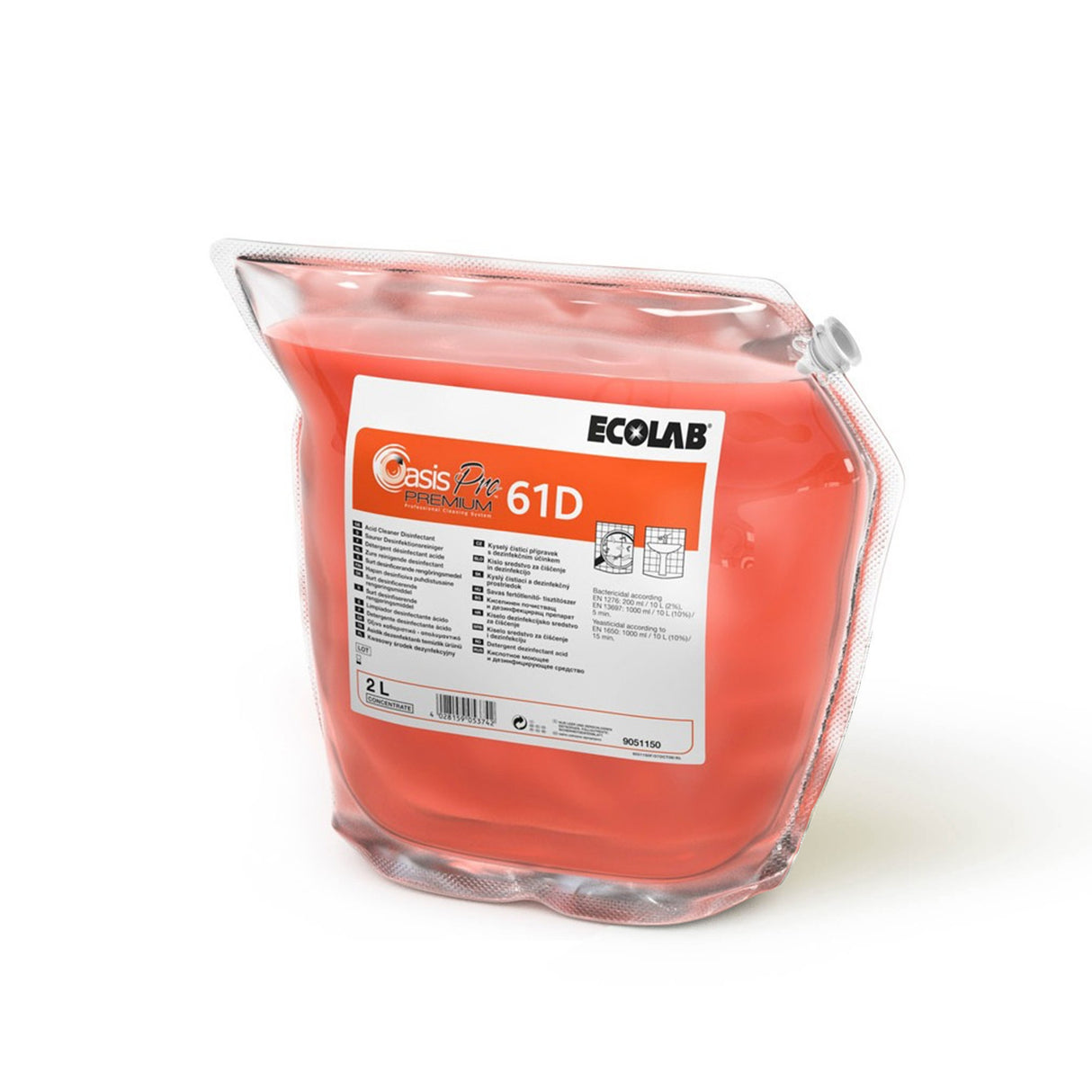 Ecolab Oasis Pro 61D Premium, detergent dezinfectant acid pentru băi, cu aviz biocid MS, 2L