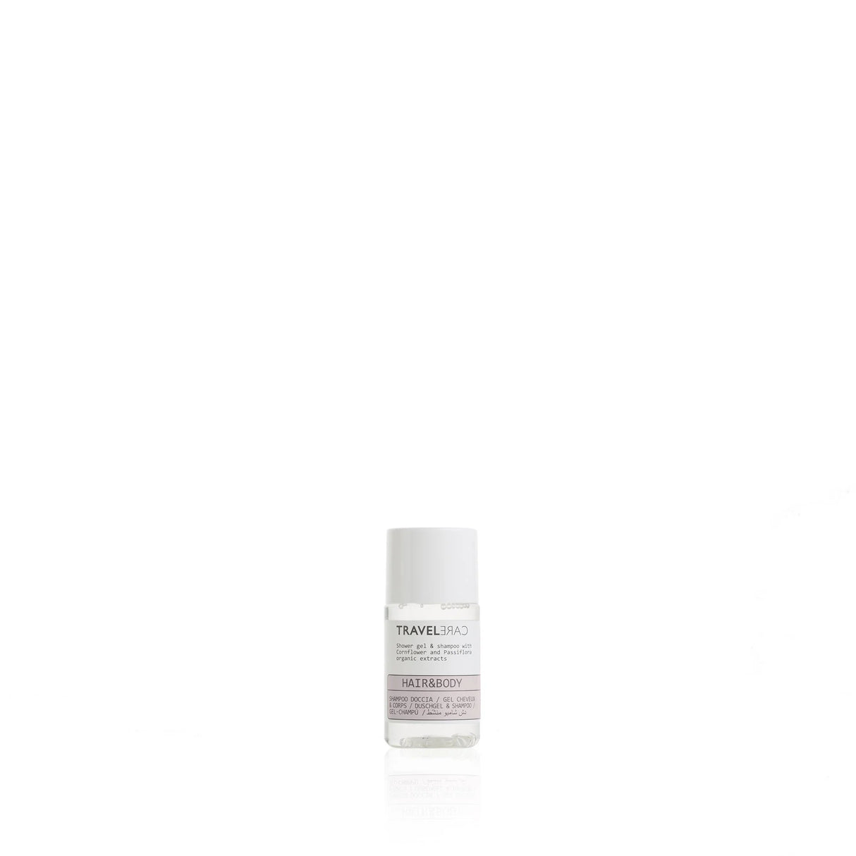 Șampon și gel de duș 2în1, cu albăstrele și Floarea Pasiunii, Travel Care, 20 ml