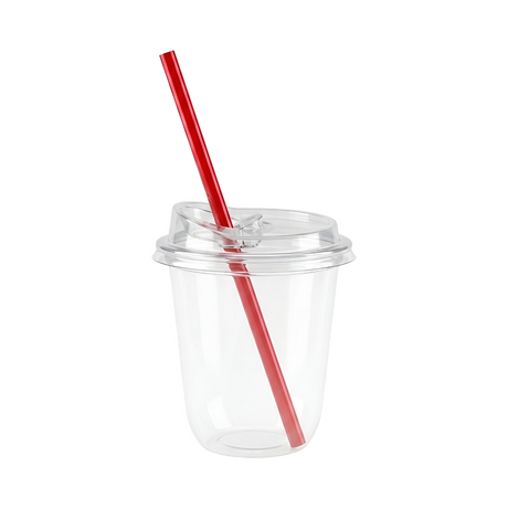 Pahar PET bubble / boba tea cu capac si clips, 350 ml, 12 oz (100 buc/set)