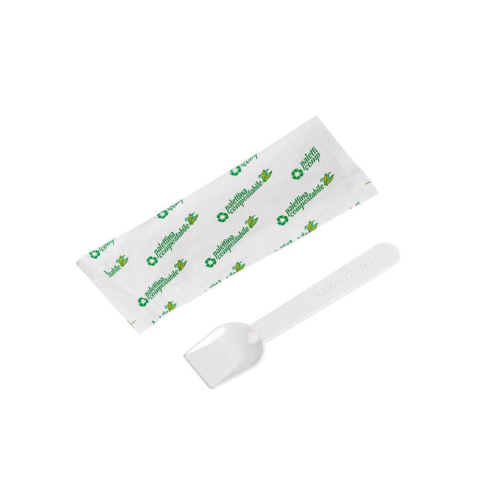 Lingurițe inghețată, ambalate individual, biodegradabile, albe, 10cm, 1000 bucăți/set