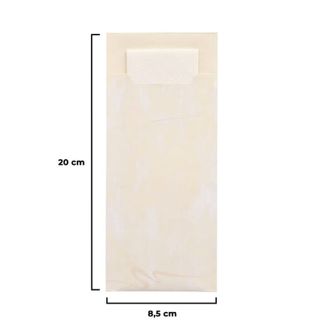Port tacâm din hârtie 20x8cm + șervețel alb 33x33cm