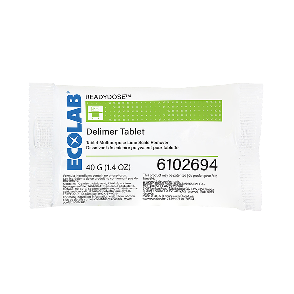 Delimer ReadyDose Ecolab, tablete multifuncționale detartrante / anticalcar pentru mașina de spălat vase (30buc/cutie)