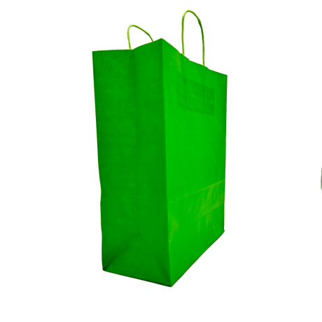 Sacoșă din hârtie, verde, mâner tip șnur, 25x11x32cm