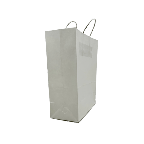 Sacoșă din hârtie, albă, cu mâner tip șnur, 28x11x31cm
