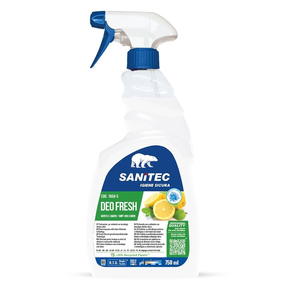 Odorizant ambiental cu parfum de mentă și lămâie, Sanitec Deo Fresh, 750ml