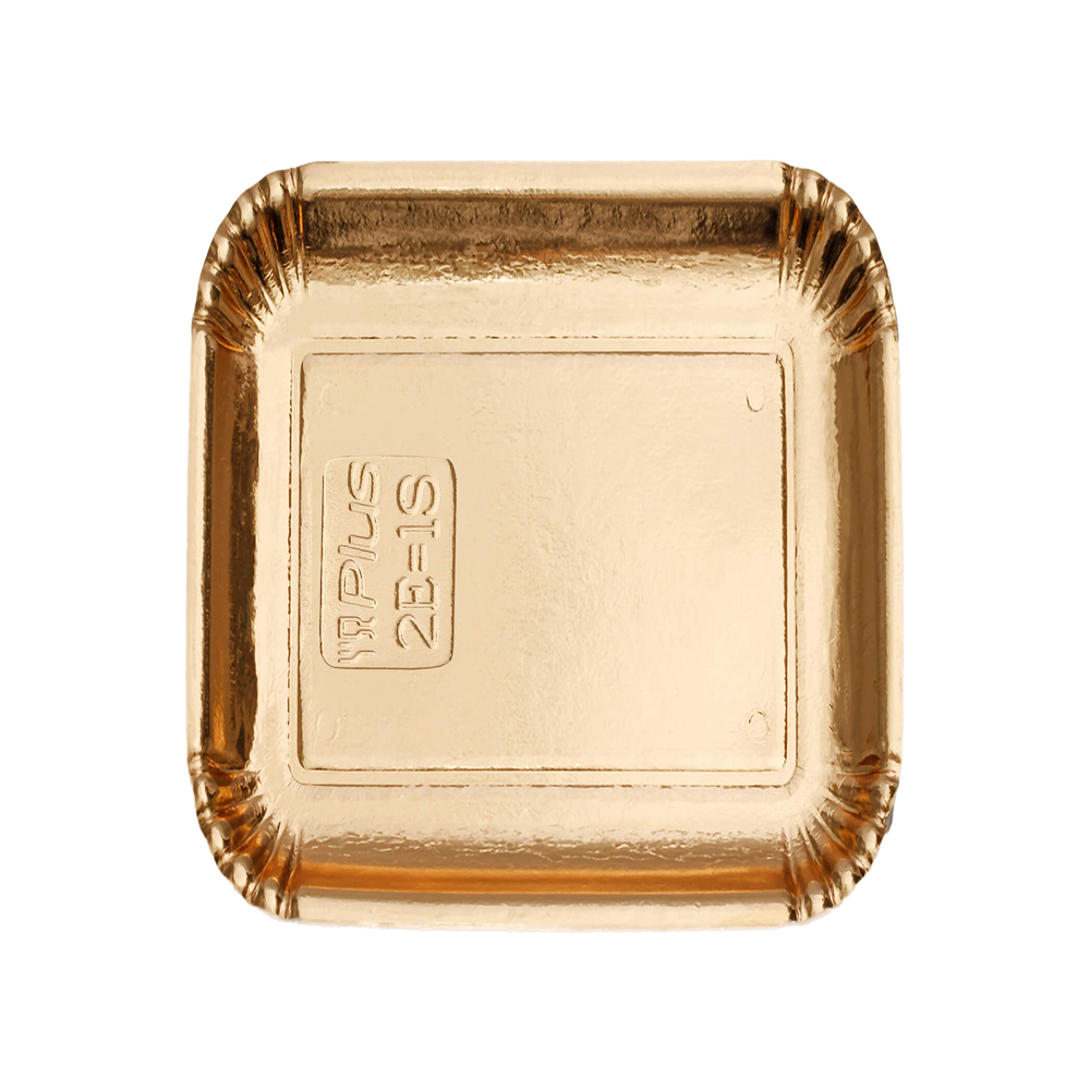 Tăviță groasă din carton, laminată, auriu