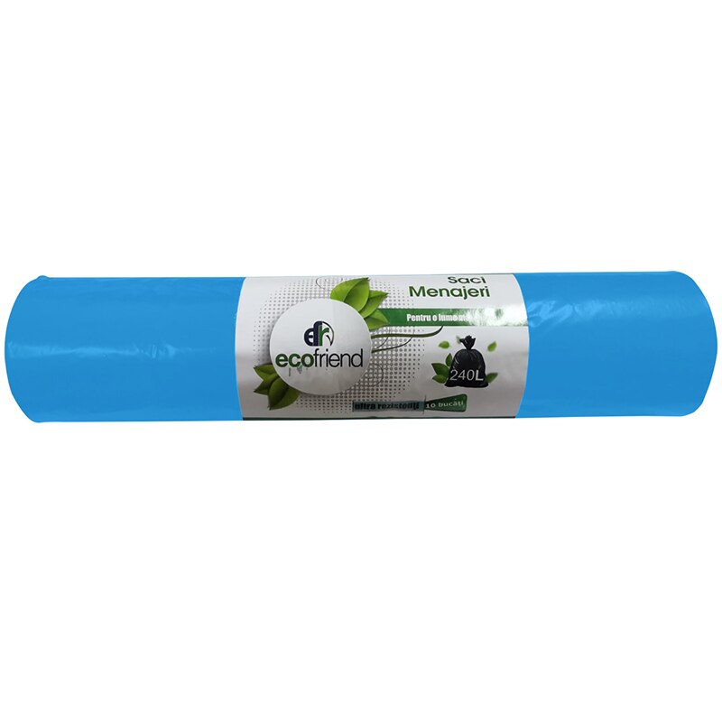 Saci menajeri, albastru, Ecofriend 240 L, (10buc/rolă)