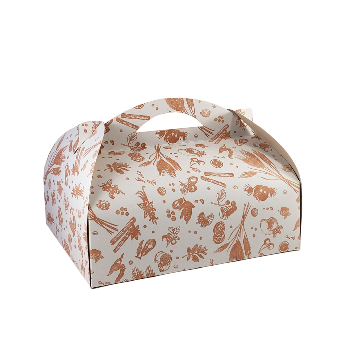 Cutie pentru tort, alb cu imprimeu floral, 34x25x12.5cm