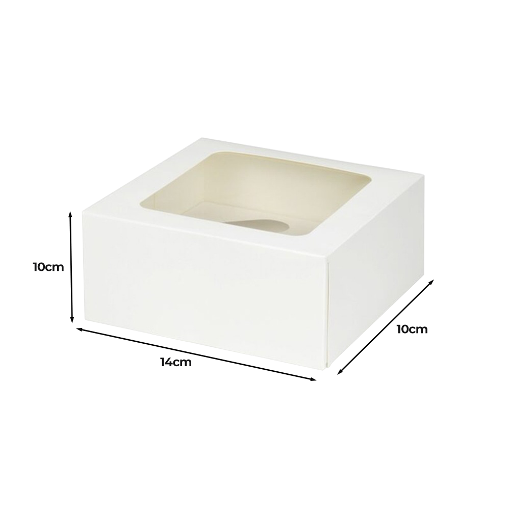 Cutie pentru prăjituri, cu fereastră, albă, 10x10x14cm