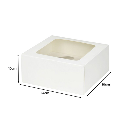 Cutie pentru prăjituri, cu fereastră, albă, 10x10x14cm