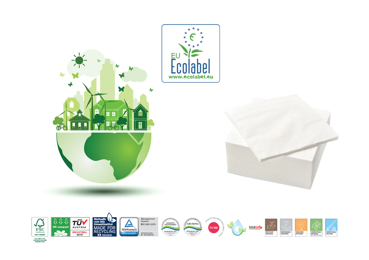 Servetele Mank Tissue, crem, 33x33 cm, pliat in 8, ecologice, biodegradabile, (100buc/set)