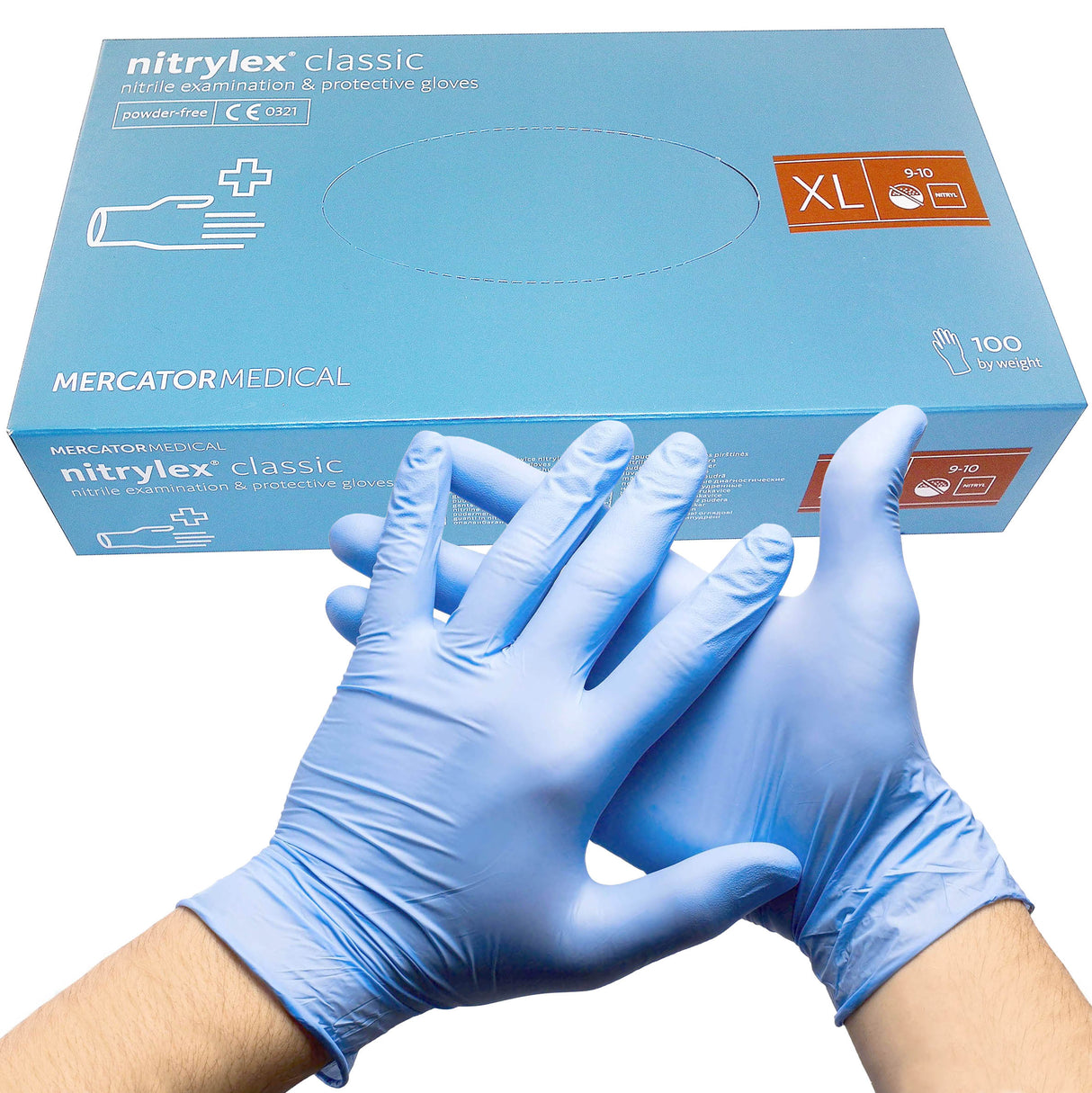 Manusi nitril albastre, nepudrate, NITRYLEX XL, medicale, pentru examinare, de unica folosinta, (100buc/set)