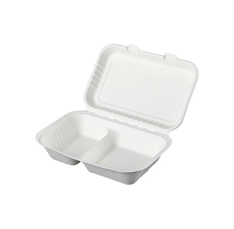 Cutie pentru catering, biodegradabilă, 2 compartimente, 26x17cm, 25 bucăți/ set