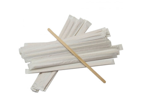 Bețe pentru cafea din lemn, ambalate individual, 14cm, (200 buc/set)