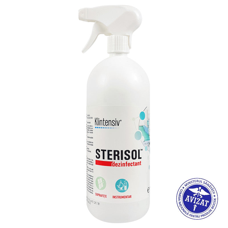 Dezinfectant biocid de suprafete, STERISOL, pentru suprafete, instrumentar si aeromicroflora, Fara alcool, 1 litru