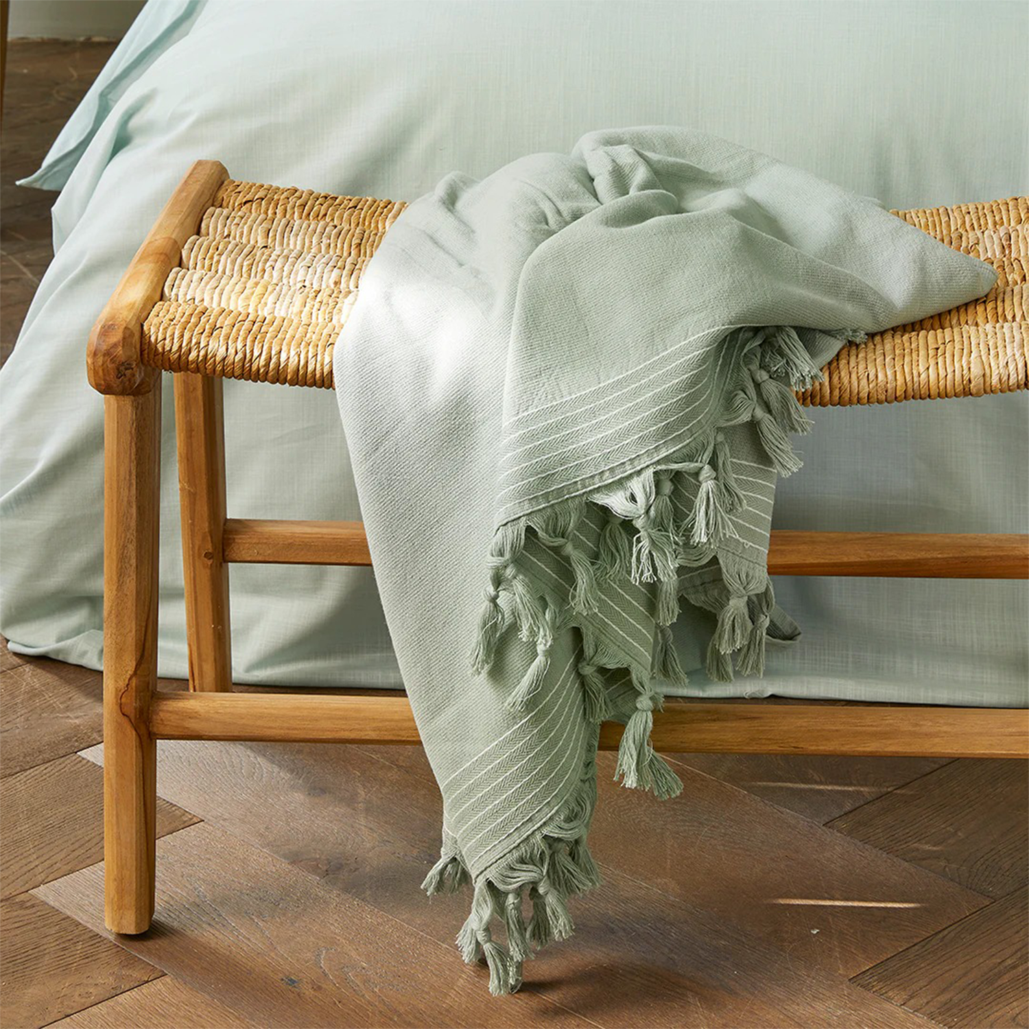 Prosop de plajă mare, bumbac 100%, uscare rapidă, 90x180cm, verde pastel