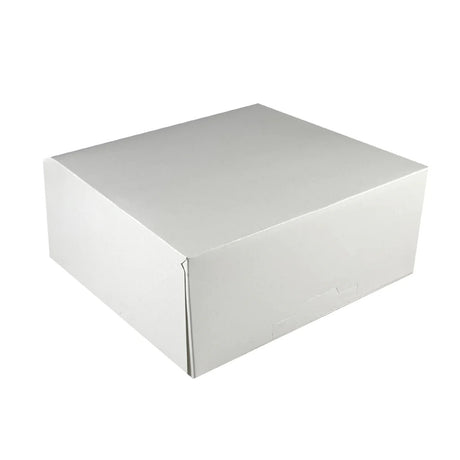 Cutie pentru prăjituri din carton, cu capac atașat, alb