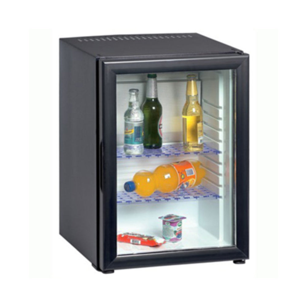 Minibar hotel termoelectric, sticlă, 30 L, nivel zgomot 0 dB