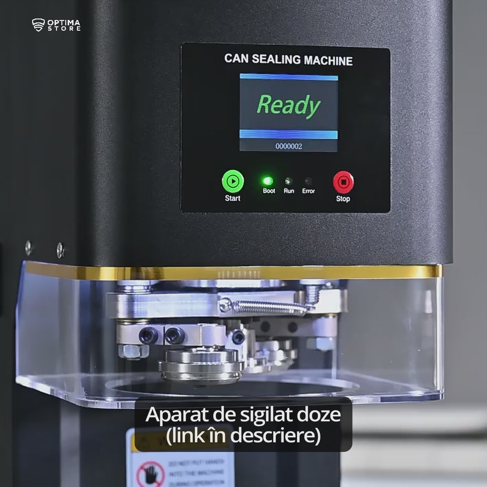 Videoclip demonstrativ cu doze transparente din PET care sunt sigilate cu un aparat de sigilat PET-uri