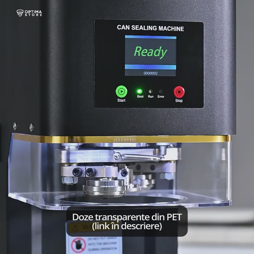 Videoclip demonstrativ pentru aparat de sigilat doze din PET