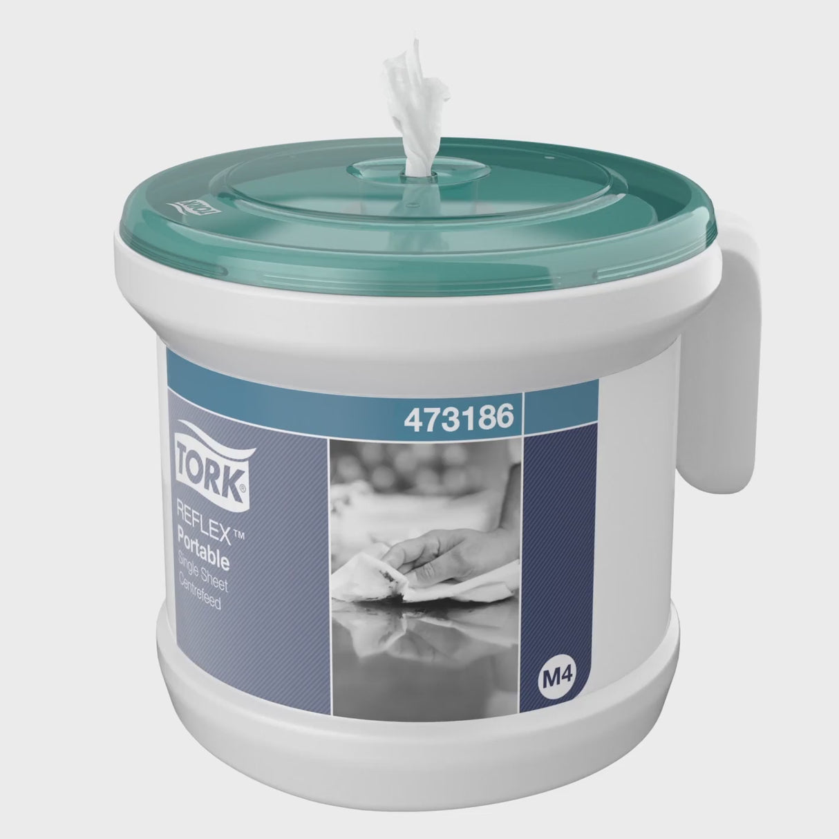 Tork Reflex™ Prosoape din Hârtie și Dozator cu Derulare Centrală Alb și Turcoaz M4