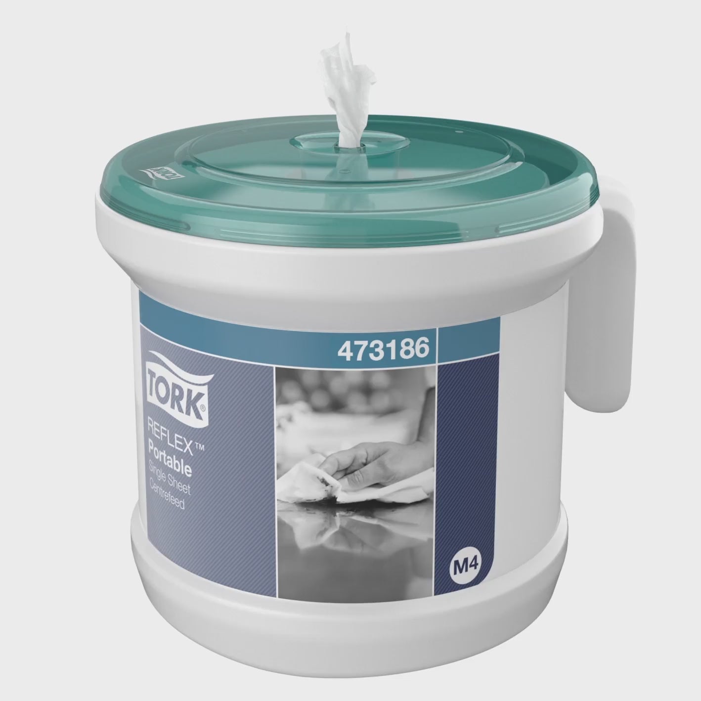 Tork Reflex™ Prosoape din Hârtie și Dozator cu Derulare Centrală Alb și Turcoaz M4