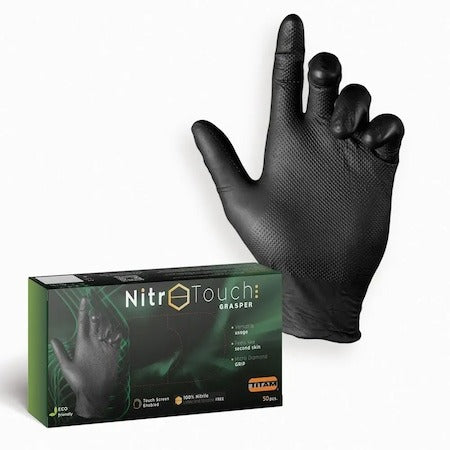Nitro Touch Grasper, mănuși din nitril, negre, mărimea L