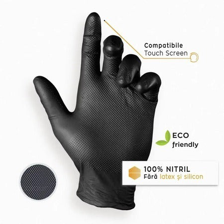Nitro Touch Grasper, mănuși din nitril, negre, mărimea L